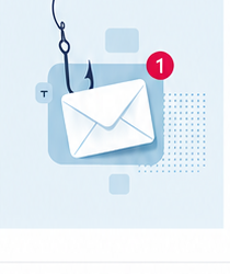 Illustrazione phishing con email e amo