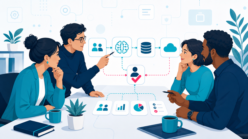 Una piccola organizzazione collega persone, dati, fornitore e controllo umano nell'uso dell'intelligenza artificiale.